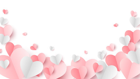 Valentine's day background with paper hearts. Vector illustration.のイラスト素材