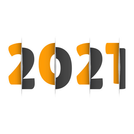 Happy New Year elegant design of colored 2021 numbers. Typography for 2021 save the date luxury designs and new year celebration invite. Isolated on white background. Vector illustration.のイラスト素材