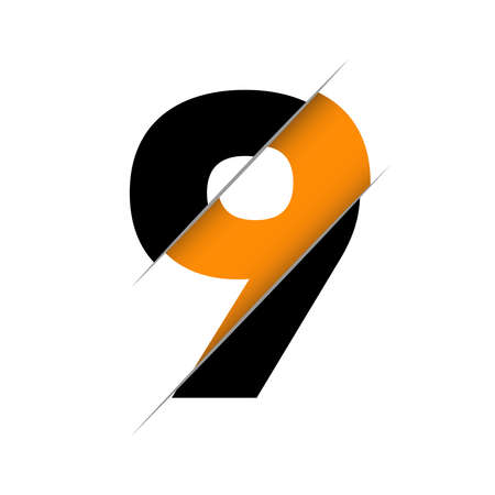Paper cut number Nine letter. Realistic 3D multi layers papercut effect isolated on white...