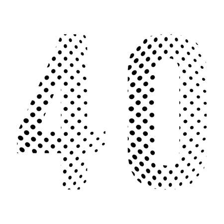Number Forty, 40 in halftone. Dotted illustration isolated on a white background. Vector illustration.のイラスト素材