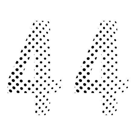 Number Forty-four, 44 in halftone. Dotted illustration isolated on a white background. Vector illustration.のイラスト素材