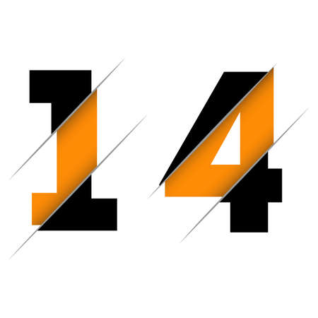 14 1 4 Number Logo Design with a Creative Cut and Black Circle Background. Creative logo design.のイラスト素材