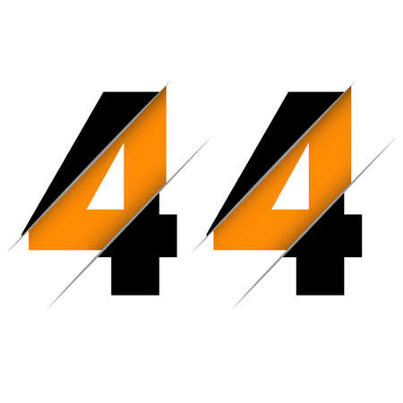 44 4 Number Logo Design with a Creative Cut and Black Circle Background. Creative logo design.のイラスト素材