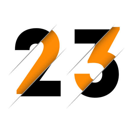 23 2 3 Number Logo Design with a Creative Cut and Black Circle Background. Creative logo design.のイラスト素材