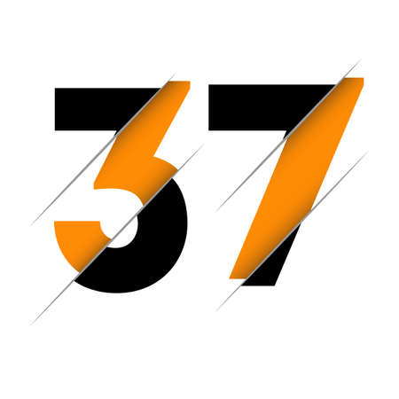 37 3 7 Number Logo Design with a Creative Cut and Black Circle Background. Creative logo design.のイラスト素材