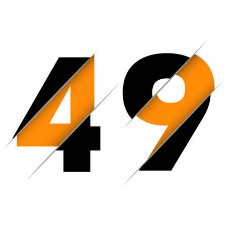 49 4 9 Number Logo Design with a Creative Cut and Black Circle Background. Creative logo design.のイラスト素材