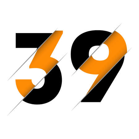 39 Black and Yellow Number Logo Design cut in half.のイラスト素材