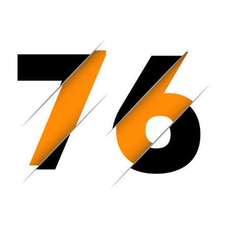 76 7 6 Number Logo Design with a Creative Cut and Black Circle Background. Creative logo design.のイラスト素材
