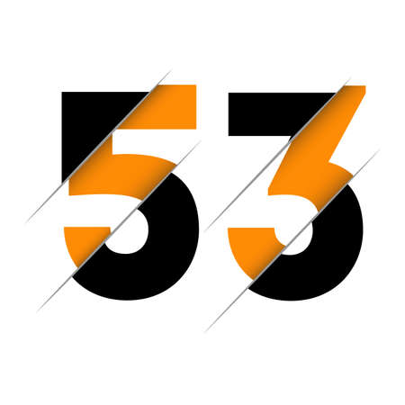 53 5 3 Number Logo Design with a Creative Cut and Black Circle Background. Creative logo design.のイラスト素材