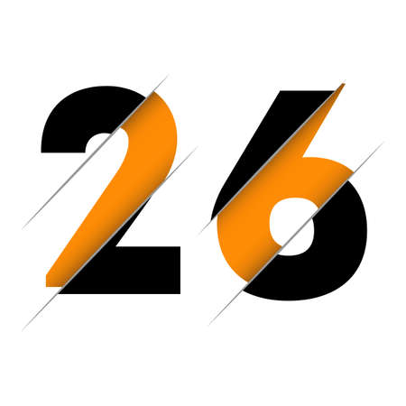 26 2 6 Number Logo Design with a Creative Cut and Black Circle Background. Creative logo design.のイラスト素材