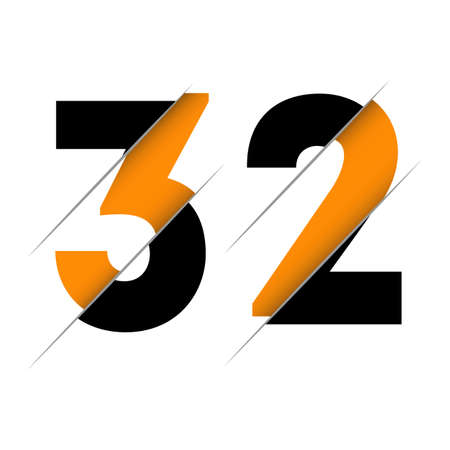 32 3 2 Number Logo Design with a Creative Cut and Black Circle Background. Creative logo design.のイラスト素材