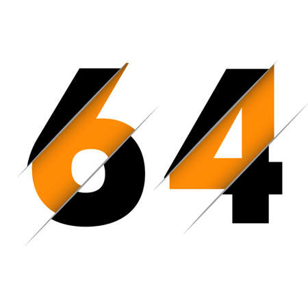 64 6 4 Number Logo Design with a Creative Cut and Black Circle Background. Creative logo design.のイラスト素材