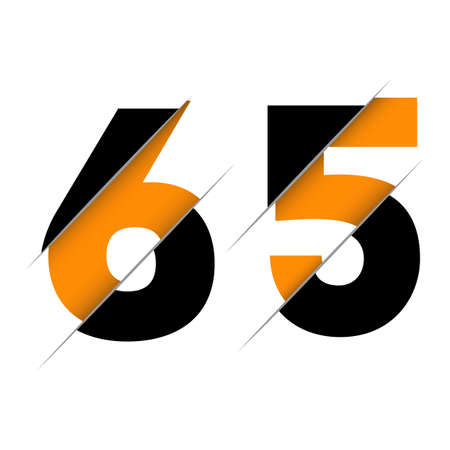 65 6 5 Number Logo Design with a Creative Cut and Black Circle Background. Creative logo design.のイラスト素材