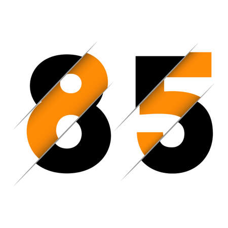 85 8 5 Number Logo Design with a Creative Cut and Black Circle Background. Creative logo design.のイラスト素材