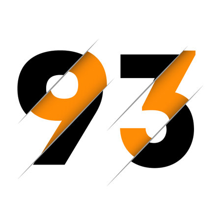 93 9 3 Number Logo Design with a Creative Cut and Black Circle Background. Creative logo design.のイラスト素材