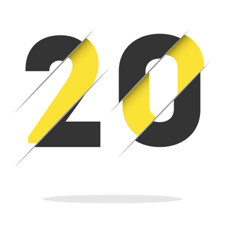 20 2 0 Number Logo Design with a Creative Cut and Black Circle Background. Creative logo design.のイラスト素材