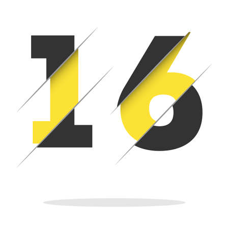 16 1 6 Number Logo Design with a Creative Cut and Black Circle Background. Creative logo design.のイラスト素材
