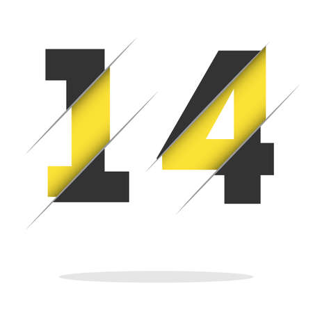 14 1 4 Number Logo Design with a Creative Cut and Black Circle Background. Creative logo design.のイラスト素材