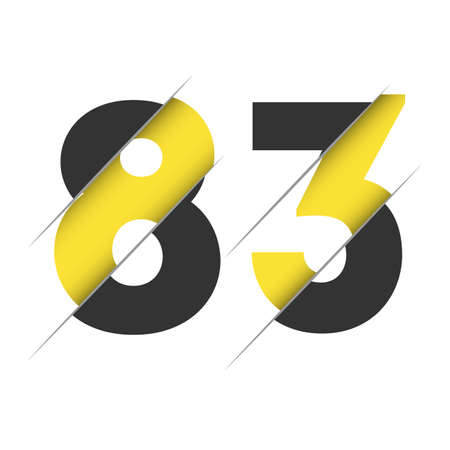 83 8 3 Number Logo Design with a Creative Cut and Black Circle Background. Creative logo design.のイラスト素材