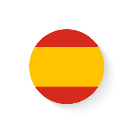 Round spain flag vector icon isolated, spain flag buttonのイラスト素材