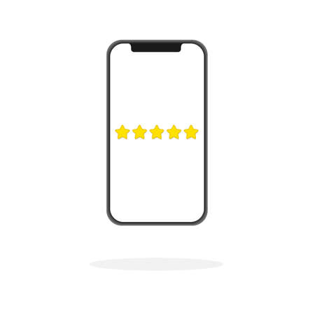 Mobile application buyer or consumer rating rate service five stars and thumbのイラスト素材
