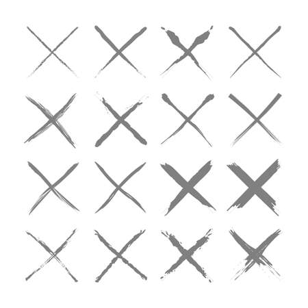 Collection of 25 hand painted X marks. Vector illustrationのイラスト素材