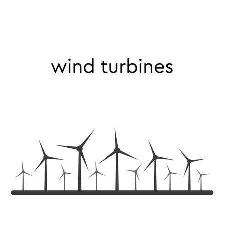 Wind turbine icon with long shadow. Flat design style. Windmill silhouette. Simple icon. Modern flat icon in stylish colors. Web site page and mobile app design element.のイラスト素材