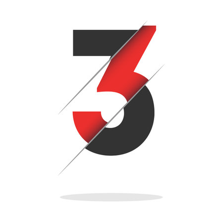 3 Number Logo Design with a Creative Cut and Black Circle background. creative logo design.のイラスト素材