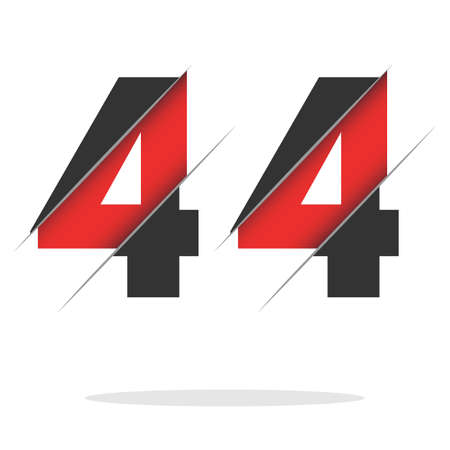 44 Number Logo Design with a Creative Cut and Black Circle Background. creative logo design.のイラスト素材
