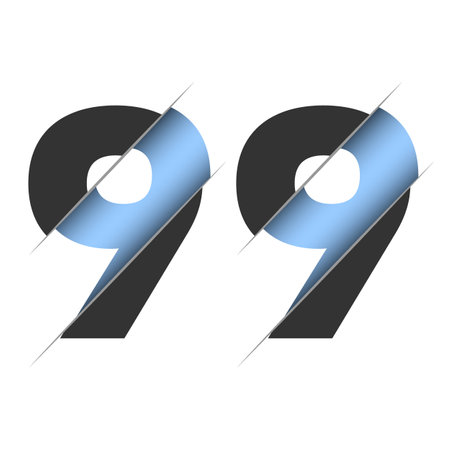 99 number, 3d cut design. Icon for celebration design. vector typography. creative black design. vector texture.のイラスト素材