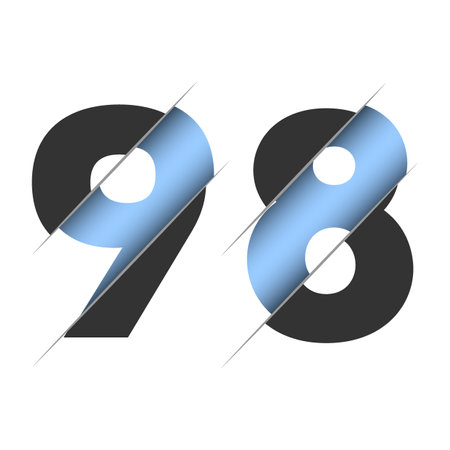 98 number, 3d cut design. Icon for celebration design. vector typography. creative black design. vector texture.のイラスト素材