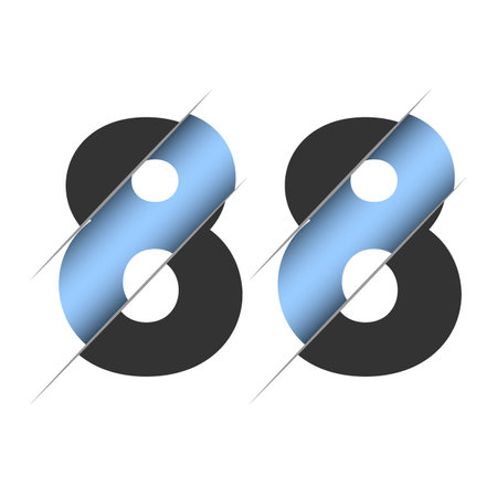 88 number, 3d cut design. Icon for celebration design. vector typography. creative black design. vector texture.のイラスト素材