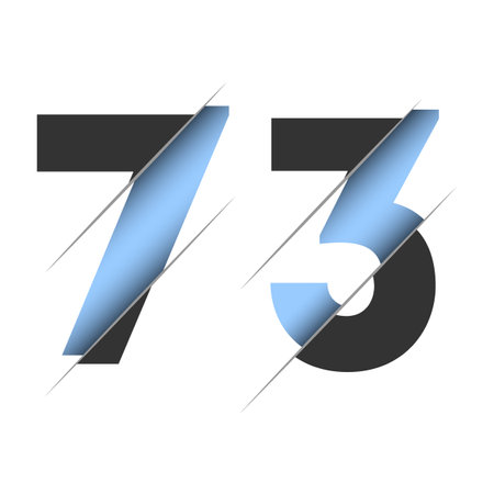 73 number, 3d cut design. Icon for celebration design. vector typography. creative black design. vector texture.のイラスト素材