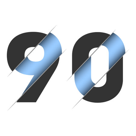 90 number, 3d cut design. Icon for celebration design. vector typography. creative black design. vector texture.のイラスト素材