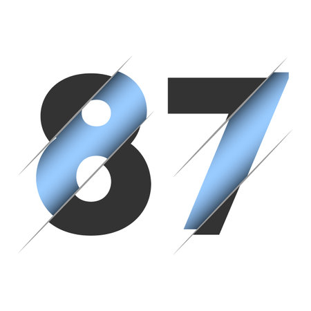 87 number, 3d cut design. Icon for celebration design. vector typography. creative black design. vector texture.のイラスト素材