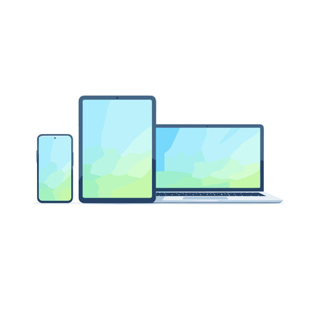 Laptop, smartphone and tablet pc. Vector illustration in flat styleのイラスト素材