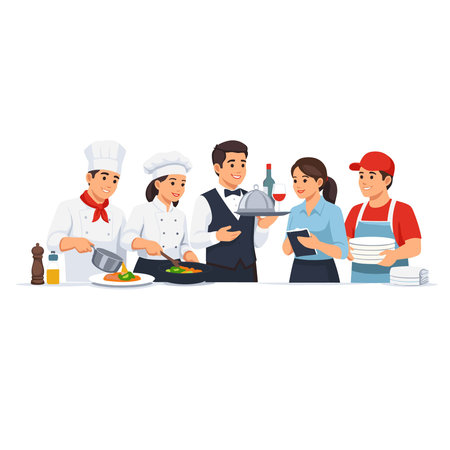 Chef, cook and restaurant staff vector Illustration isolated on a white background.