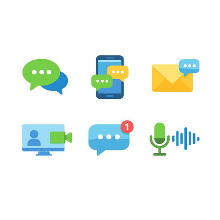 Communication icons set. Vector illustration in trendy flat style isolated on white background.のイラスト素材