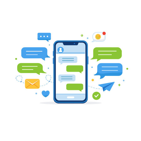 Smartphone with chat bubbles. Vector illustration in flat design style.のイラスト素材