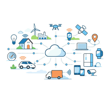 Modern thin line flat design vector illustration concept of smart city and wireless connection.