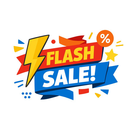 Flash sale banner. Vector illustration for shopping, discounts and promotions.