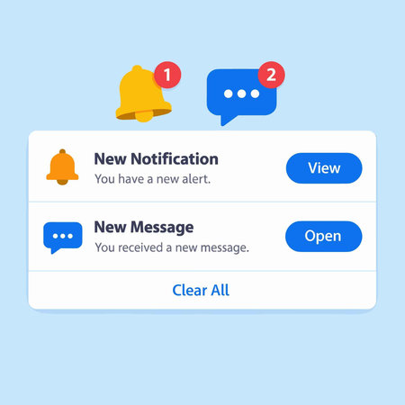 Notification Panel With Bell With Speech Bubble