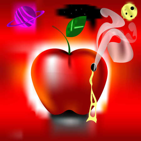 Fantastic apple & Galaxyのイラスト素材