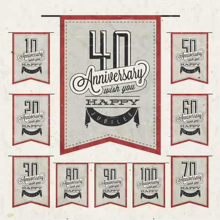 Retro Vintage Style Anniversary Greeting Card Collection With
