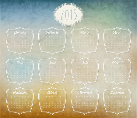 Vector abstract calendar 2015 Retro vintage style calendar design. Template for 2015 calendarのイラスト素材