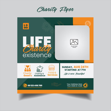It is a clean & professional charity flyer design template for social media marketing