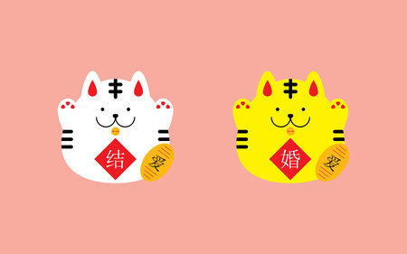 cute japan treasure cat doodle cartoonのイラスト素材