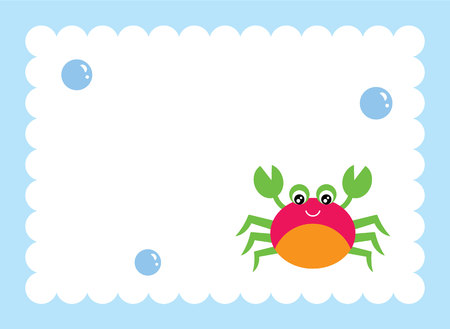 cute crab message card vectorのイラスト素材