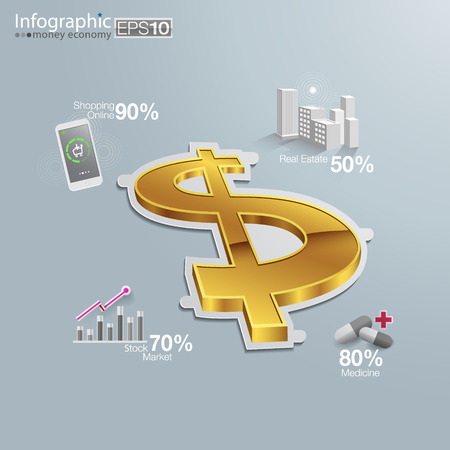Infographic business money dollar design.のイラスト素材