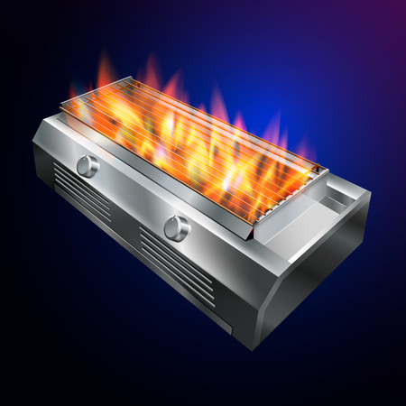 grill stove BBQ. Fire up the grill from hot gas. vector realistic file.のイラスト素材